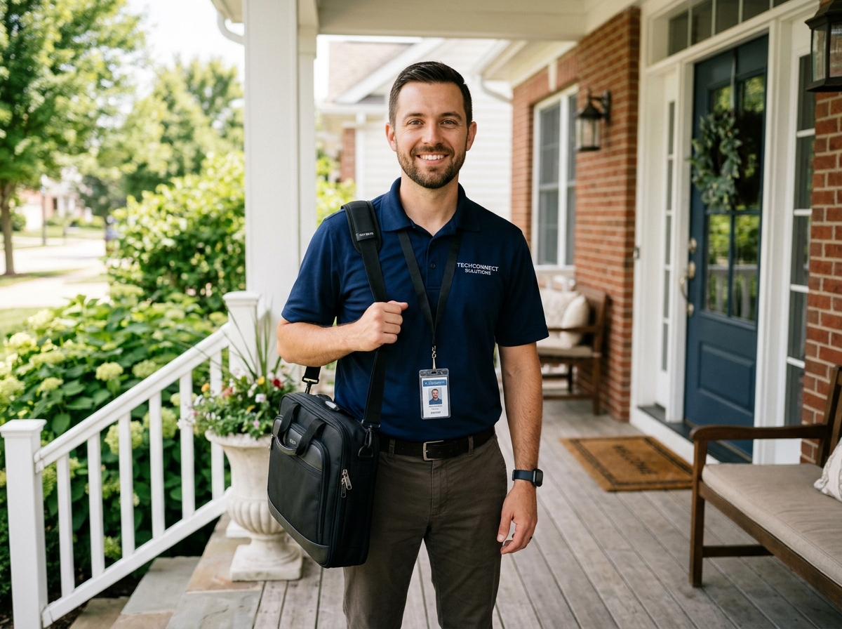 Upward Tech professional residential, non-profit, and agricultural IT specialist arriving for on-site service in Indiana